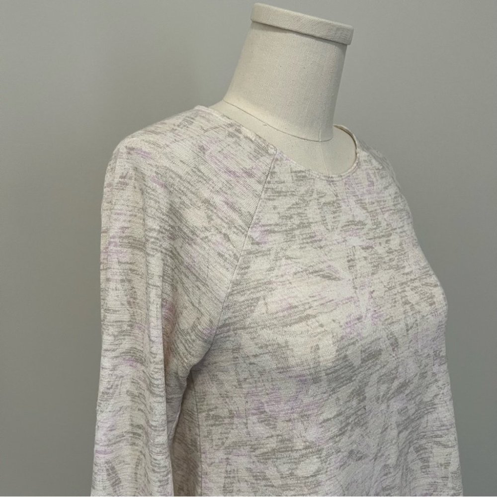 Aritzia Wilfred Free Brauw T-Shirt Cream Floral Print 3/4 Sleeve Top - Picture 9 of 16